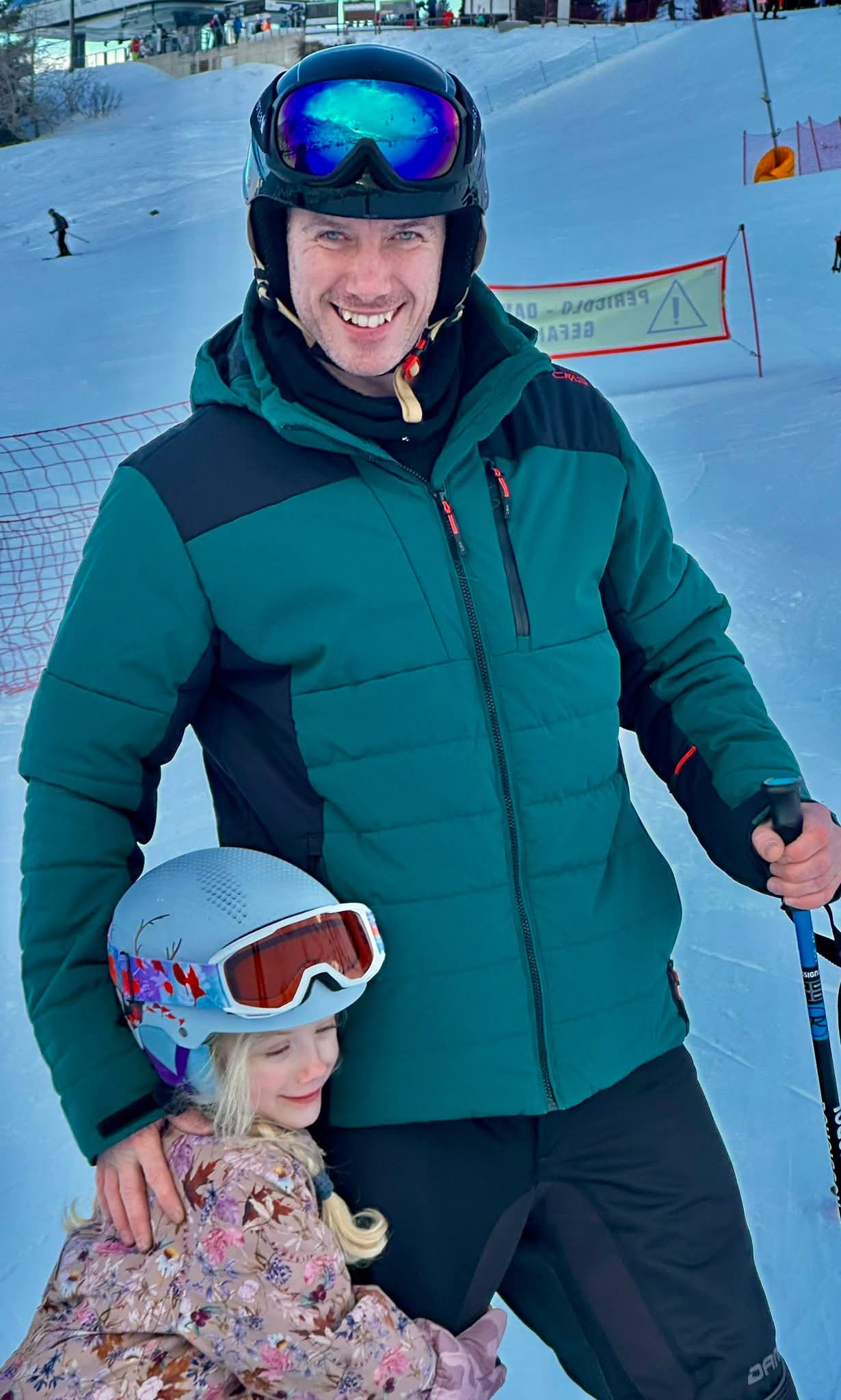 Familie på ski